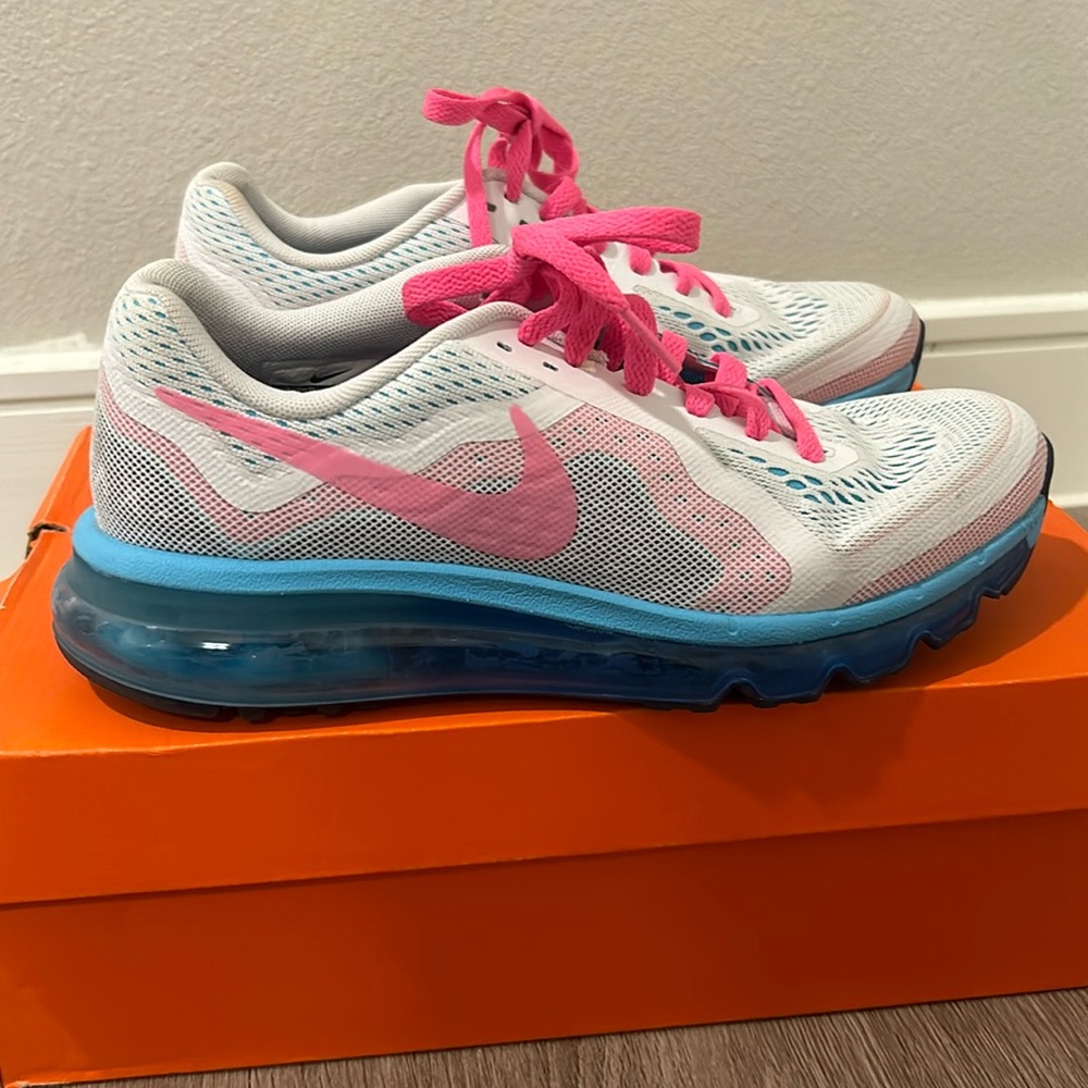 Nike Air Max 2014, 6.5Y, white/blue/pink